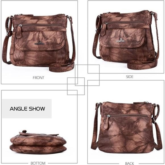 Crossbody Bags for Women PU Leather, Grey - Picture 2 of 7